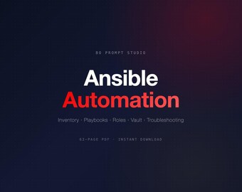 Ansible Automation Cheat Sheet | Inventory, Playbooks, Roles, Vault, Troubleshooting | Instant Download