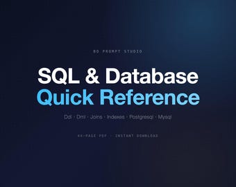 Guia Rápido de SQL e Banco de Dados | DDL, DML, Junções, Índices, PostgreSQL, MySQL | Download Imediato