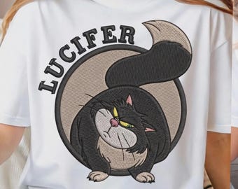 Embroidered Lucifer Design, Disney Lucifer Cat File, Cinderella Lucifer Tee, WDW Family Vacation, Disney Trip Shirt, Villains Shirt