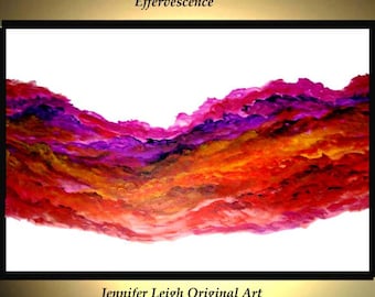 Original Large Abstract Painting Modern Acrylic Painting Oil Painting Canvas Art EFFERVESCENCE Red Pink White 36x24 Textured Wall Art JLEIGH