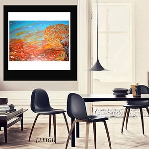 Original Large Abstract Painting Modern Acrylic Painting Oil Painting Canvas Art AUTUMN SKYLINE Blue Gold 36x24 Textured Wall Art J.LEIGH image 3