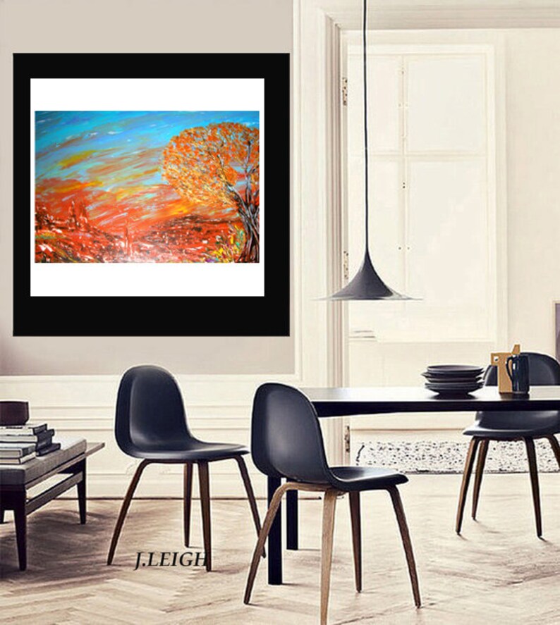 Original Large Abstract Painting Modern Acrylic Painting Oil Painting Canvas Art AUTUMN SKYLINE Blue Gold 36x24 Textured Wall Art J.LEIGH image 3