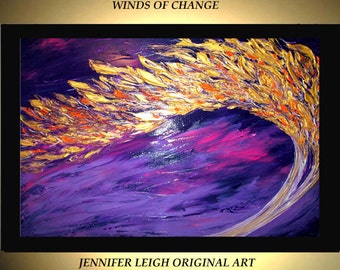 Original Large Abstract Painting Modern Acrylic Painting Oil Painting Canvas Art Purple Gold Tree Orange 36x24 Textured Wall Art  J.LEIGH