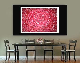 Large Abstract Painting Original Acrylic Oil Painting Canvas Art  Sale Red Pink White Rose Flower 36x24 Palette Knife Texture Oil J.LEIGH