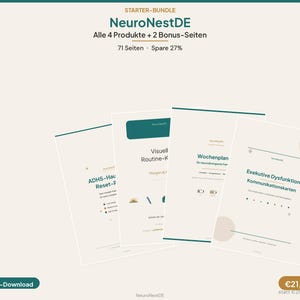 ADHD Starter Bundle (67 pages) | Household Planner, Routine Cards, Weekly Planner, EF Cards | Neurodivergent Family German