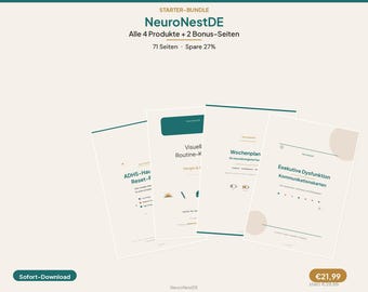Kit de démarrage TDAH (67 pages) | Agenda familial, Cartes de routine, Agenda hebdomadaire, Cartes EF | Famille neurodivergente (allemand)