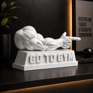 Skulptur med muskelarm, motiverande gymdekor, 3D-tryckt PLA-träningsdekor
