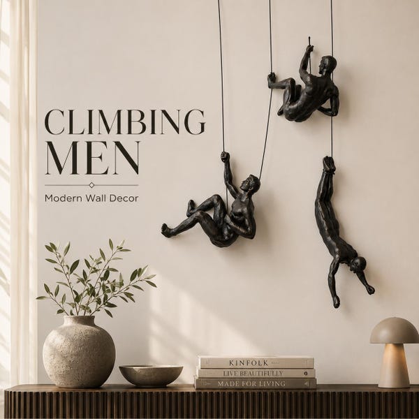 Climbing Men Wall Decor, Modern Climber Sculpture Set, Wall Art