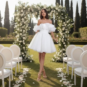 etsy short prom dresses Short Tulle Wedding Dress: White Homecoming, Prom Dress