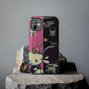 Funda para teléfono Hello Kitty x Batman Pixel Art / Funda resistente para teléfono imagen 5