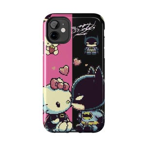 Funda para teléfono Hello Kitty x Batman Pixel Art / Funda resistente para teléfono imagen 2