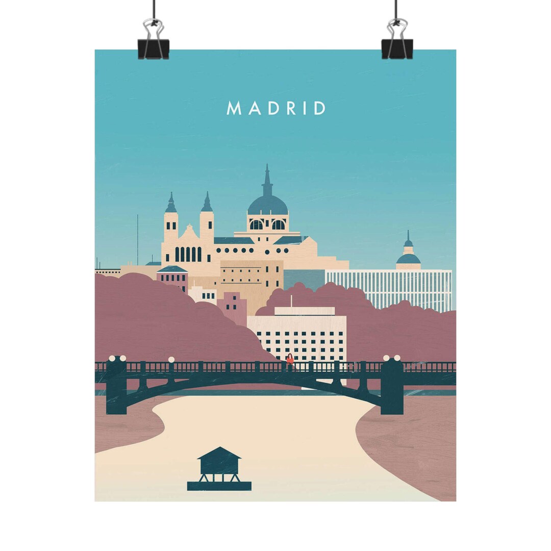 Madrid Cityscape Matte Vertical Poster | Spanish Travel Landmark Wall ...