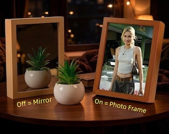 Magischer Spiegel-Fotorahmen, LED-Leucht-Bilderrahmen, personalisiertes Nachtlicht, benutzerdefiniertes Fotogeschenk für Paare, Geburtstagsgeschenk