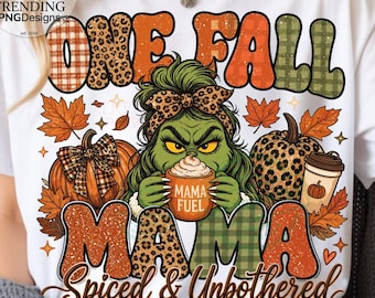 Preppy Fall Mama png, Mama Grinch Pumpkin Spice, Fall Pumpkin Png, Ditsy Floral Fall png, Autumn png, Coquette Fall png (Descarga digital)
