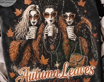 Herbstblätter und Kaffee (PNG), Lustiges Puppengesicht im Herbst (PNG), Eiskaffee-Halloween-Figuren (PNG), Kürbisgewürz-Sublimation, Gruseliger Herbst (PNG)