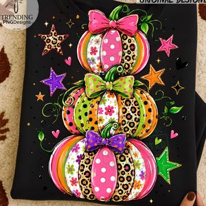 Preppy Colorful Bow Pumpkin Png, Leopard Pumpkin Png, Coquette Fall Pumpkin Png, Cozy Autumn Png, Spooky Season Png, Tis The Season