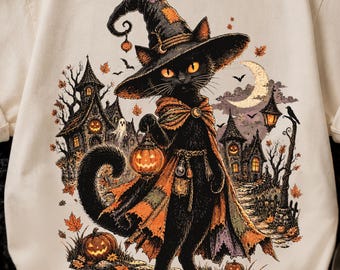 Black Cat png, Spooky Witch png, Vintage Halloween, Retro Halloween png, Haunted House png, Pumpkin png, Spooky Season png