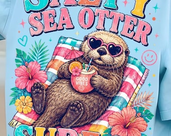 Salty Sea Otter Surfing PNG, Beach Vibes Summer Ocean Design (Digital Download)