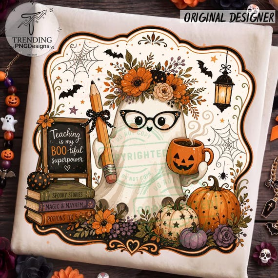 Teacher Halloween Png, Teacher Ghost PNG, Halloween Sublimation Design, Halloween Teacher Png, Funny Teacher Png, Spooky Teacher Sublimation