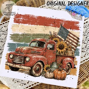 90s Striped Vintage USA Flag Fall PNG, Cozy Autumn Pumpkin Sublimation, Distressed Fall Png, Trendy Fall Shirt Design Farm Fresh Pumpkin Png Bild 3