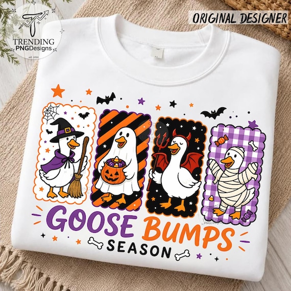 Spooky Goose PNG, Halloween Goose Sublimation,Goose Halloween Design, Preppy Ghost Goose Design, Trendy Halloween Clipart (Digital Download)