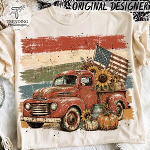 90s Striped Vintage USA Flag Fall PNG, Cozy Autumn Pumpkin Sublimation, Distressed Fall Png, Trendy Fall Shirt Design Farm Fresh Pumpkin Png Bild 6