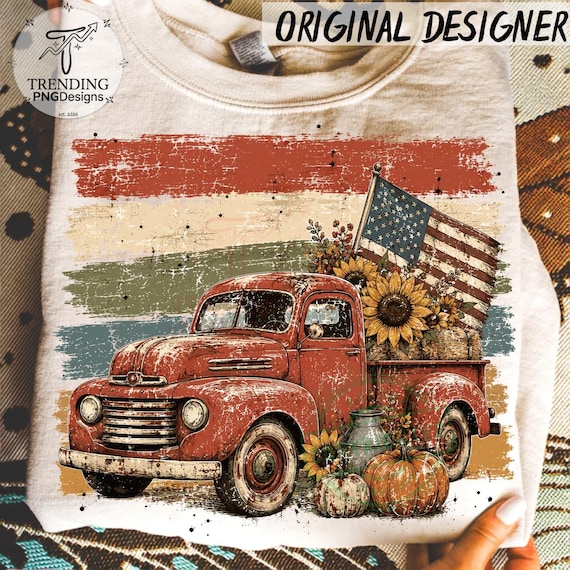 90s Striped Vintage USA Flag Fall PNG, Cozy Autumn Pumpkin Sublimation, Distressed Fall Png, Trendy Fall Shirt Design Farm Fresh Pumpkin Png