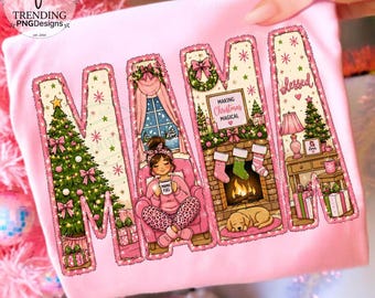 Doll Face mama checkered varsity png, Christmas mother gift Sublimation Digital Download, Christmas mom png, funny xmas design gift