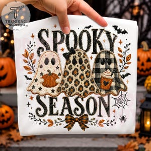 Retro patchwork ghosts png, checkered ghost design, trendy fall png, Halloween design, Sublimation design, Digital Download
