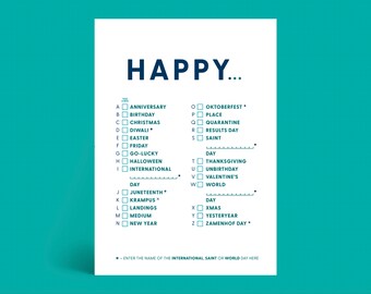 HAPPY DAY greetings card (A to Z)