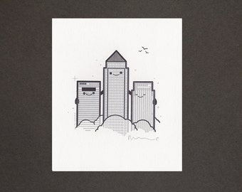 Canary Wharf – Best Friends – Gocco Print
