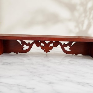 Vintage Style Wooden Wall Shelf | Handmade Carved Floating Shelf for Bedroom, Living Room image 6
