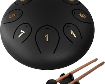 Steel Tongue Drum 7 Note Handpan, Meditation Musical Instrument with Mallets & Bag