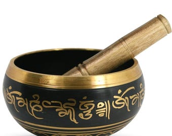 Set di ciotole tibetane in ottone con battente – Ciotola per meditazione e consapevolezza, relax e sollievo dallo stress