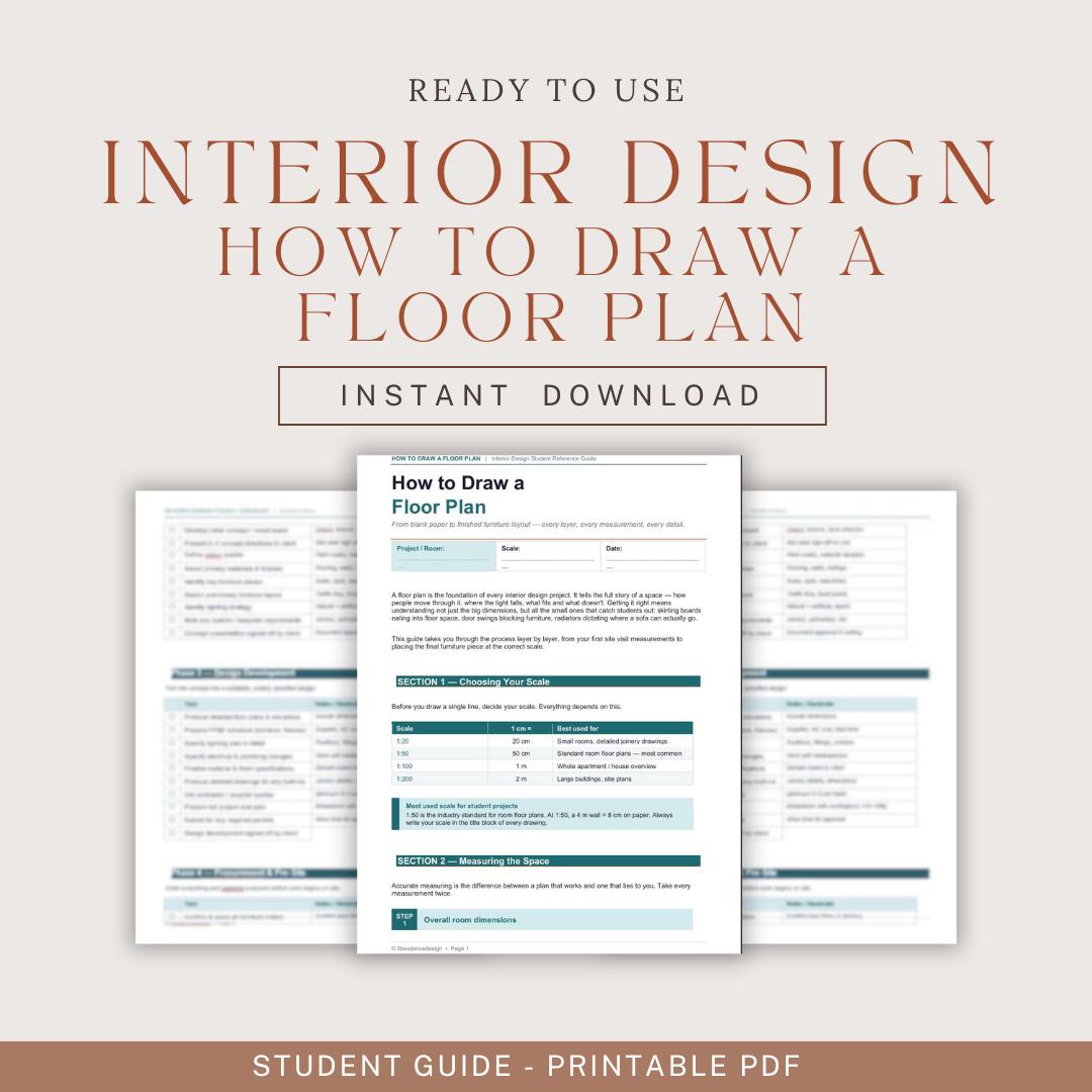 How to Draw Floor Plan | Interior Design Student Guide (PDF) - Etsy