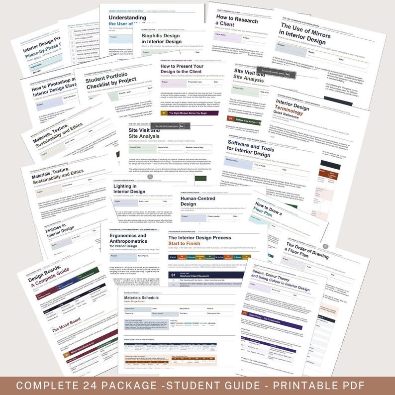 Complete Interior Design Student Reference Bundle | 24 Guides ...