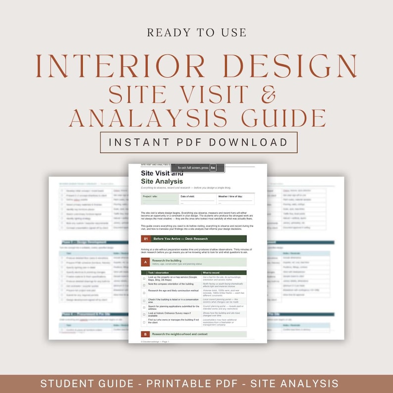 Interior Design Site Visit Analysis Guide (printable PDF) - Etsy