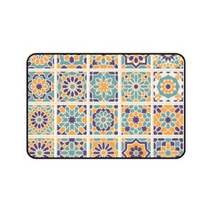 Moroccan Tile Pattern Desk Mat | Colorful Geometric Tiles Mouse Pad