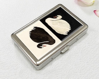 Estuche para cigarrillos "El reflejo del cisne" - Caja de almacenamiento de metal vintage