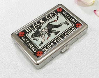 Black Cat's Declaration of Rebellion sigarettenkoker Vintage Metal Art opbergdoos
