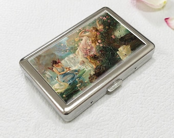 Leda and the Swan Cigarette Case Vintage Metal Art Storage Box