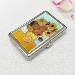 sunflower cigarette case with Wood for King Size Retro Holder Case with Exquisite Carved Patterns Box 20 Regular Size Cigarettes : Health & Household PA factory and come packaged in a gift box. Vincent Van Gogh's Skull of