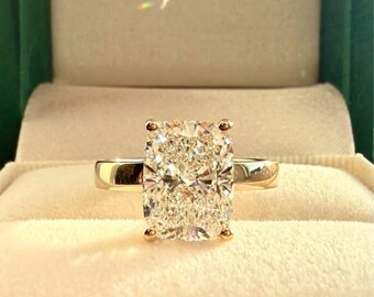 Radiant Cut Lab Grown Diamond Engagement Ring Gift for Her | Solid Gold Solitaire Ring | Classic Minimal Proposal Ring , FifthFacet