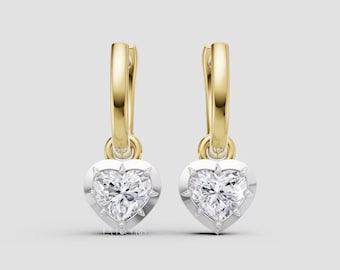 Hart diamanten oorbellen cadeau voor haar | Massief gouden hangoorbellen voor dames | Romantische bruidshuwelijkssieraden, Laelouris