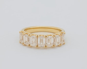 Emerald Cut Lab Grown Diamond Wedding Band Gift for Her | Solid Gold Baguette Eternity Ring | Luxury Stackable Anniversary Band FifthFacet