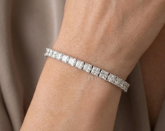 Cushion Diamond Tennis Bracelet Gift for Her | Solid Gold Lab Diamond Bracelet | Luxury Cushion Cut Diamond Bracelet  , FifthFacet