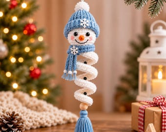 Haakpatroon voor een spiraalvormige sneeuwpopversiering (PDF), kerstdecoratie, kerstboomversiering, kerstcadeau, winterdecoratie, amigurumi doe-het-zelf
