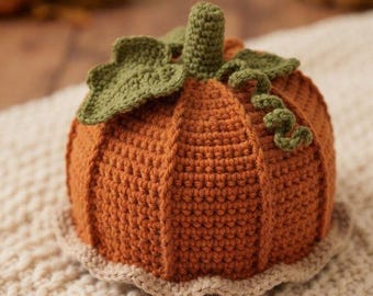 Haakpatroon voor een pompoenmutsje voor baby's, herfstmutsje (PDF), pompoenmutsje, Halloweenmutsje voor baby's, herfstfotoaccessoire, digitale download