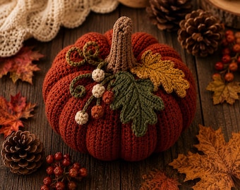 Haakpatroon voor een pompoen (PDF), herfstdecoratie met pompoen, haakpatroon voor de herfst, Thanksgiving-huisdecoratie, oogstpompoen, direct digitaal te downloaden!