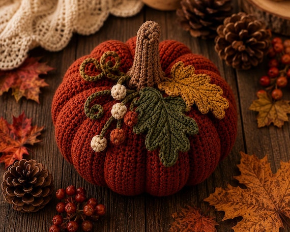 Crochet Pumpkin Pattern PDF, Fall Pumpkin Decor, Autumn Crochet Pattern, Thanksgiving Home Decor, Harvest Pumpkin, Instant Digital Download!